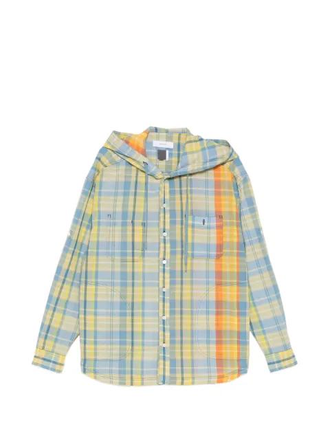 checked hoodied shirt by FACETASM