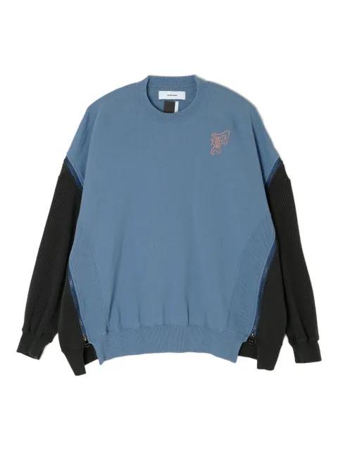 colour-block zip-detail sweatshirt by FACETASM