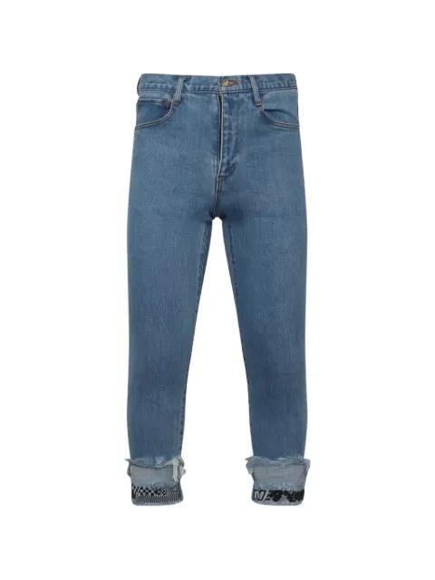 cropped print-detail jeans by FACETASM