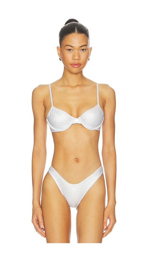 FAE Gigi Bikini Top in Metallic Silver by FAE