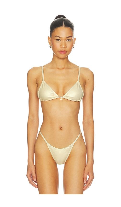 FAE Lumi Bikini Top in Metallic Gold by FAE