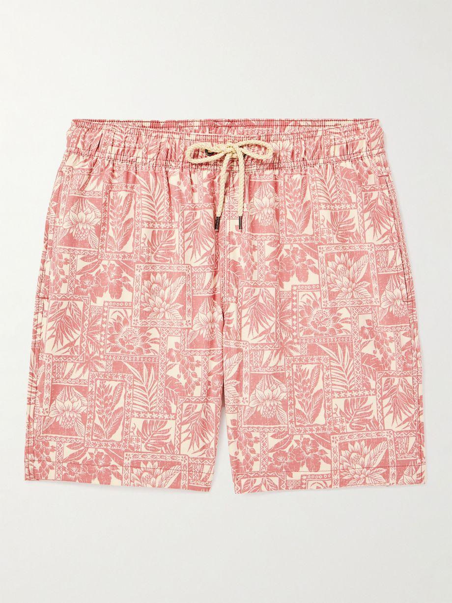 Beacon Straight-Leg Mid-Length Printed Recycled Swim Shorts by FAHERTY