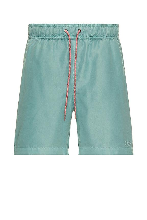 Faherty 6 Sunwashed Swim Trunk in Blue by FAHERTY