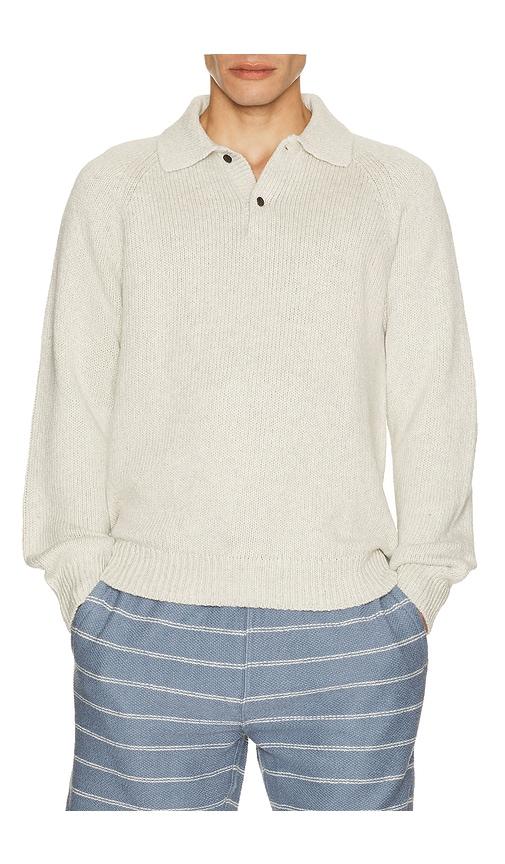 Faherty Heirloom Long Sleeve Polo Sweater in Light Grey by FAHERTY