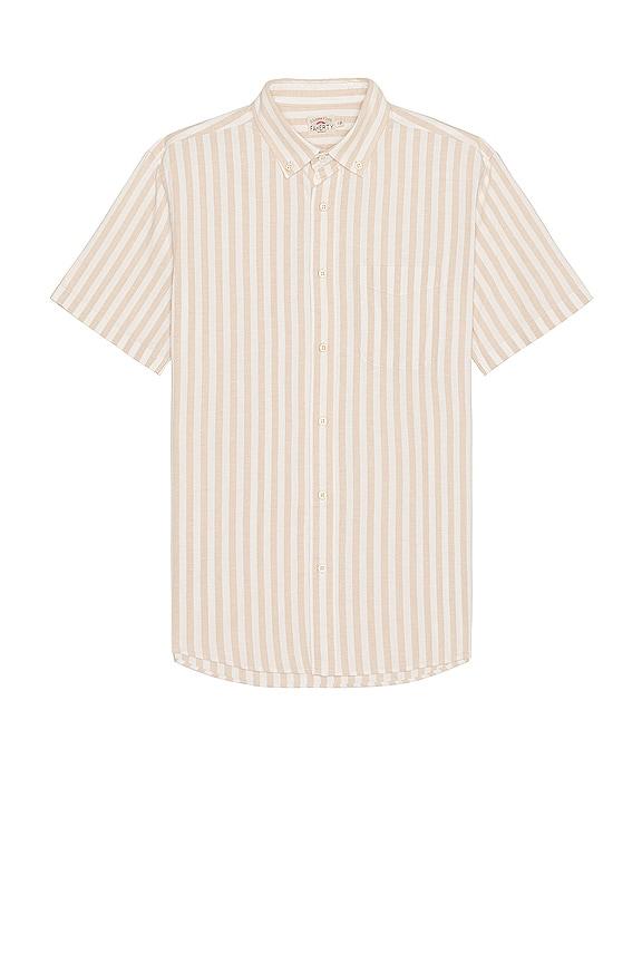 Faherty Short Sleeve Breeze Shirt in Beige by FAHERTY Faherty Short Sleeve Breeze Shirt in Beige by FAHERTY