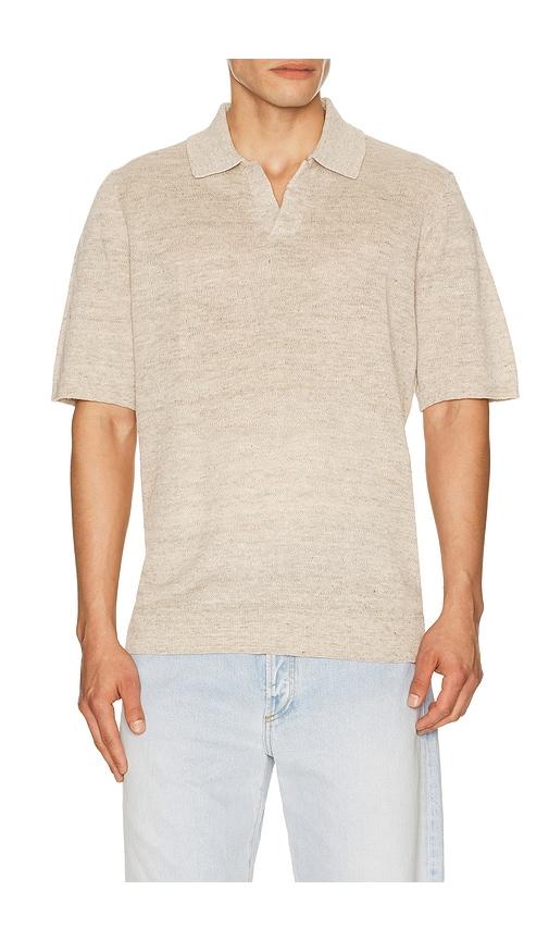 Faherty Short Sleeve Linen Sweater Polo in Brown by FAHERTY