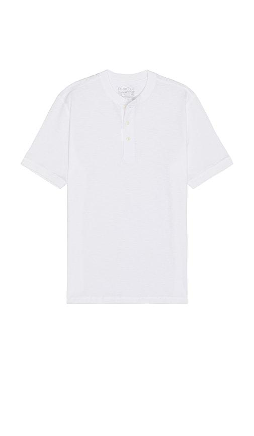 Faherty Short Sleeve Sunwashed Henley in White by FAHERTY