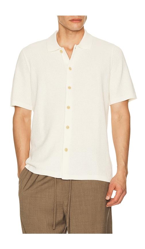 Faherty Short Sleeve Sunwashed Knitted Shirt in Cream by FAHERTY