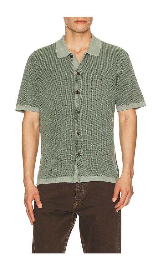Faherty Short Sleeve Sunwashed Knitted Shirt in Olive by FAHERTY