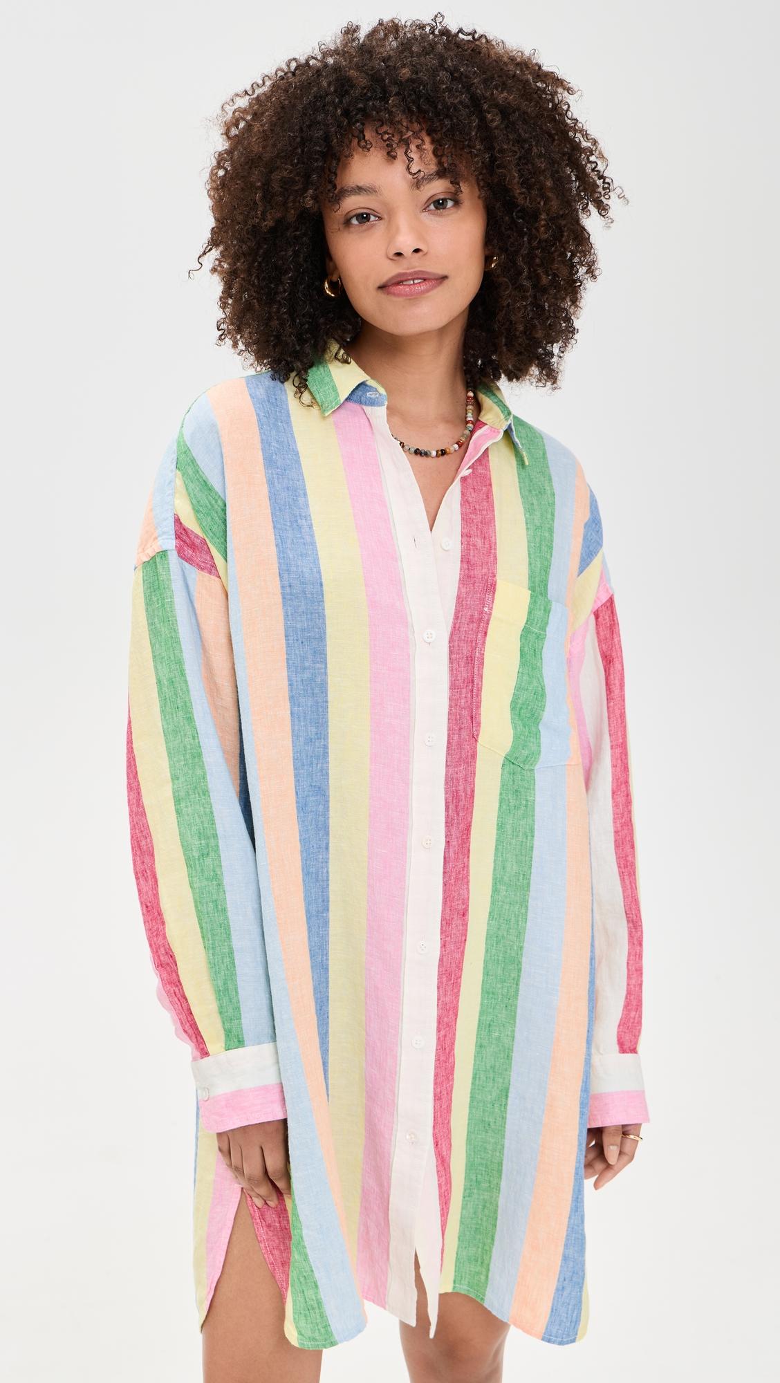 Laguna Linen Mini Shirtdress by FAHERTY