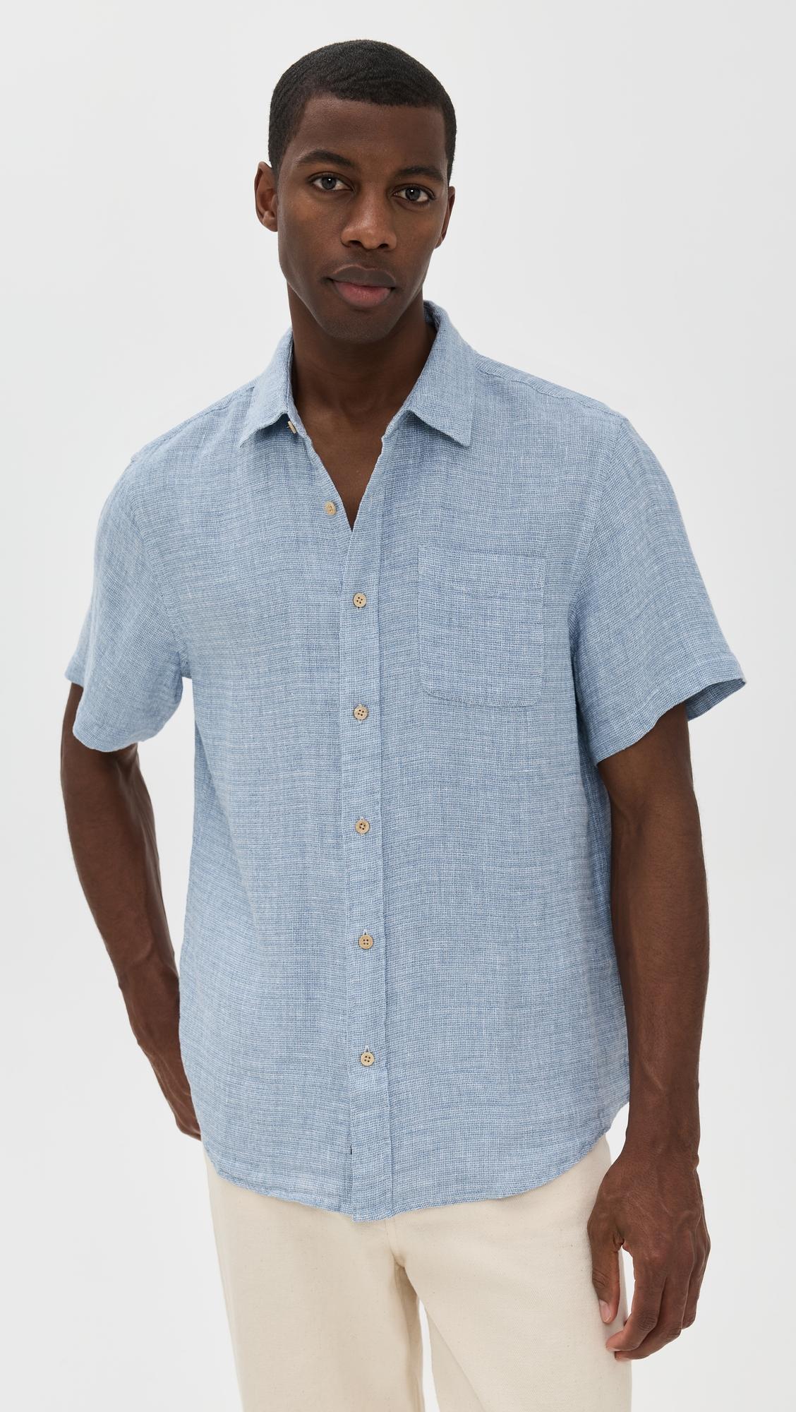 Palma Basket Weave Linen Shirt by FAHERTY