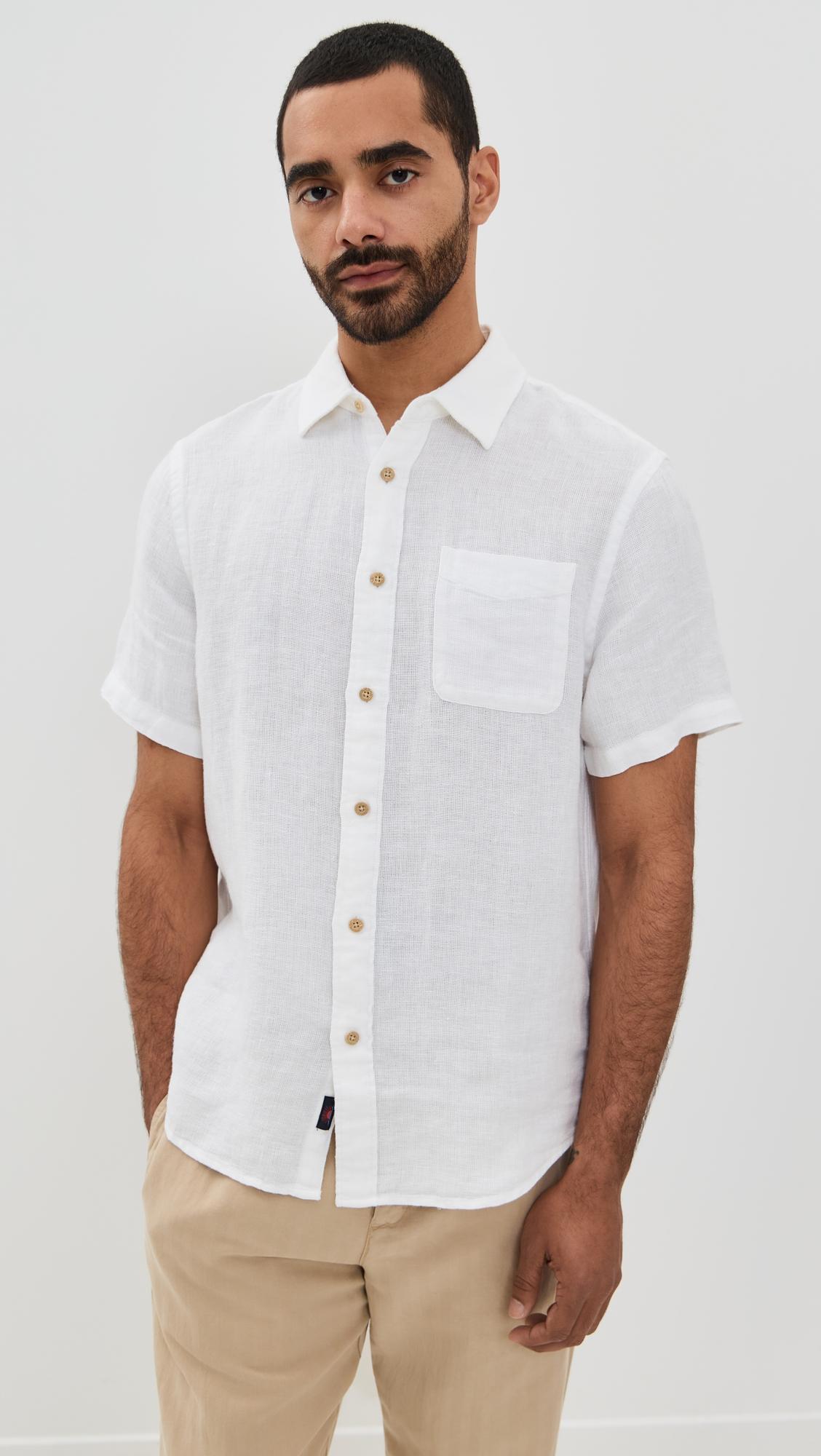 Palma Basketweave Linen Shirt by FAHERTY