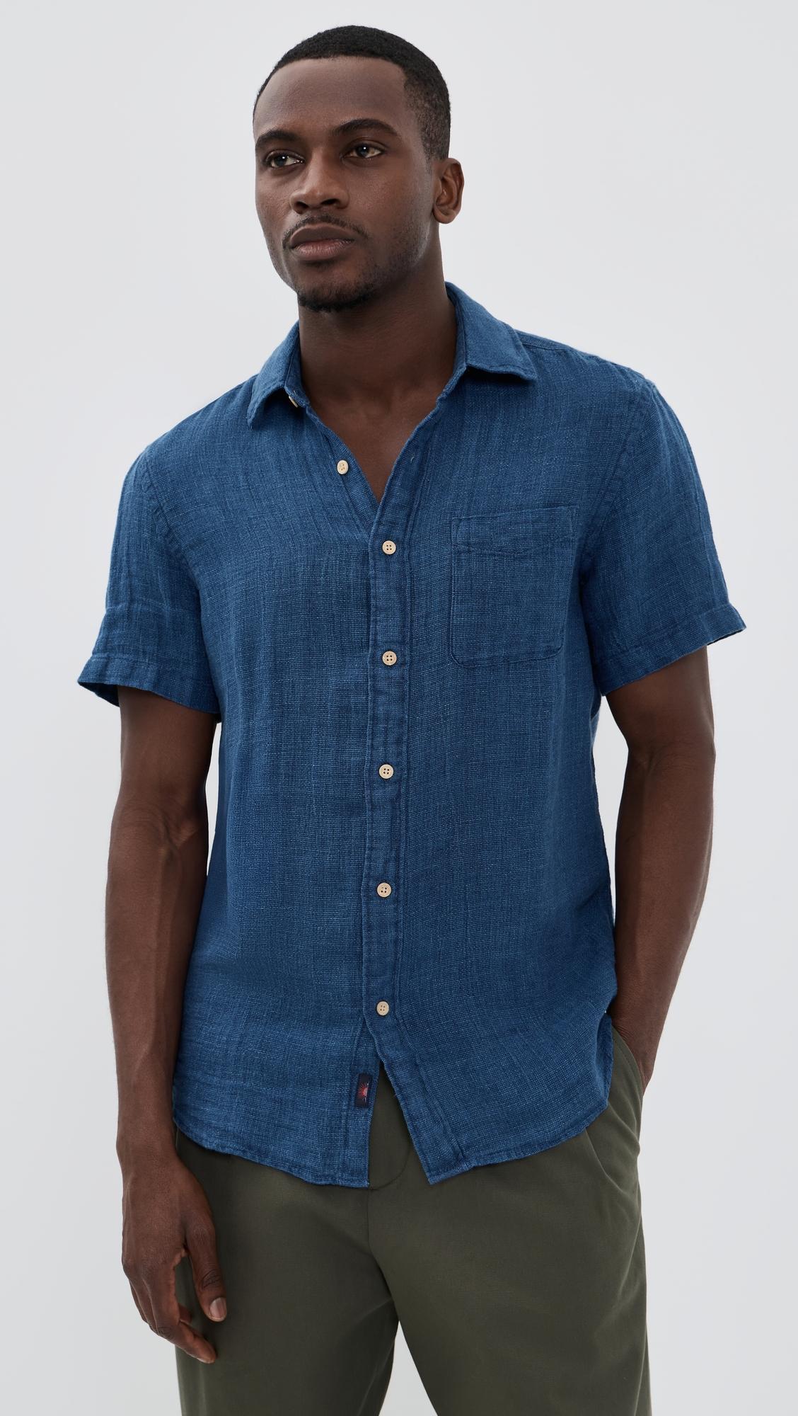 Short Sleeve Palma Linen Shirt by FAHERTY