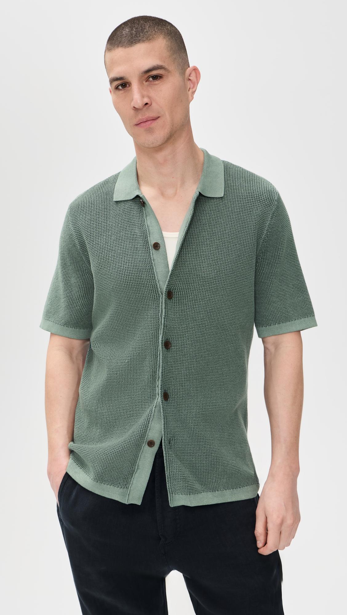Short Sleeve Sunwashed Sweater Shirt by FAHERTY
