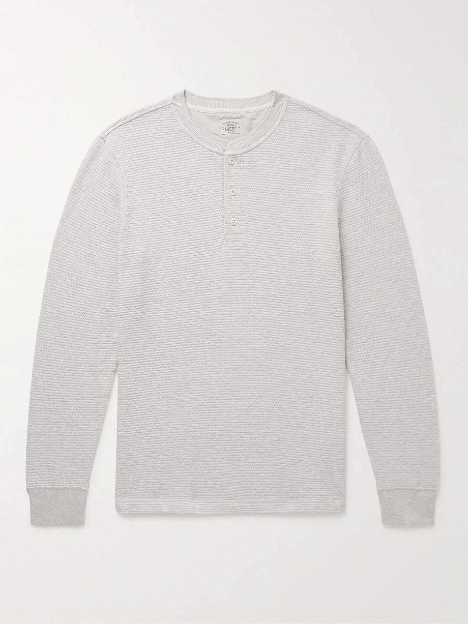Surf Waffle-Knit Cotton-Blend Henley T-Shirt by FAHERTY