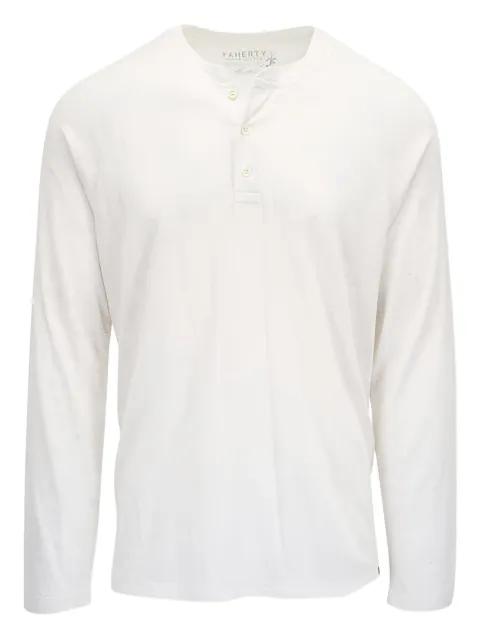 buttoned long-sleeve Henley T-shirt by FAHERTY