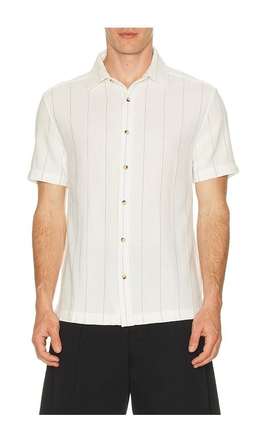 Fair Harbor Oasis Textured Short Sleeve Shirt in Cream by FAIR HARBOR