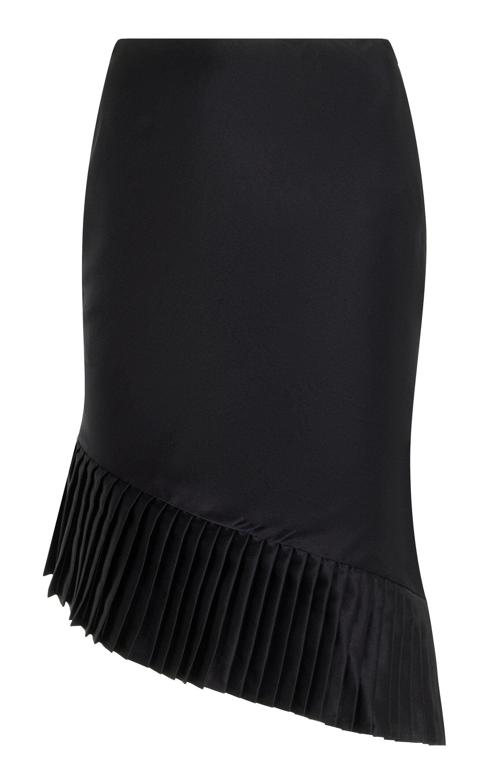 FAIT PAR FOUTCH - Annabelle Hand-Pleated Silk Charmeuse Midi Skirt - Black - XXS - Only At Moda Operandi by FAIT PAR FOUTCH