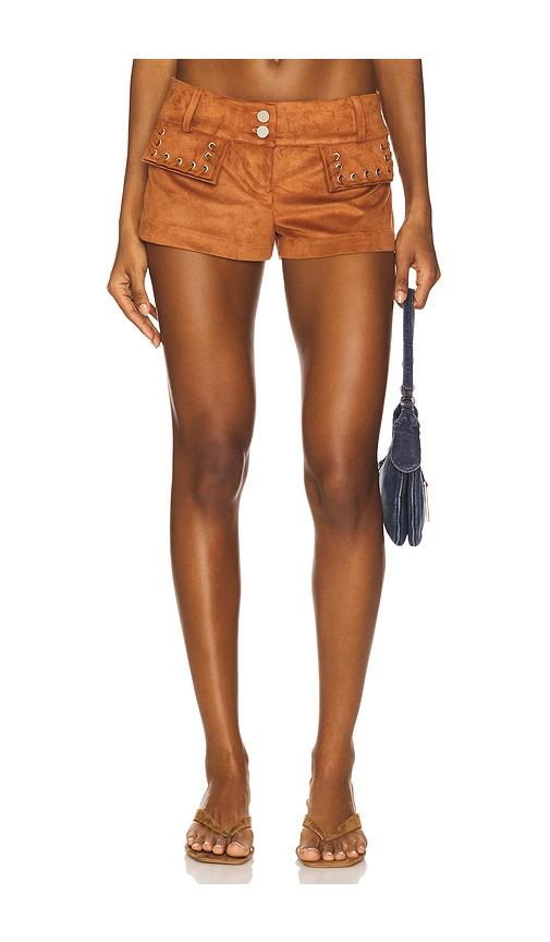 Fait Par Foutch Bobbi Trouser Short in Cognac by FAIT PAR FOUTCH