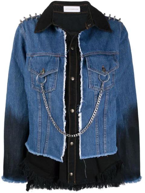 chain-embellished panelled denim jacket by FAITH CONNEXION