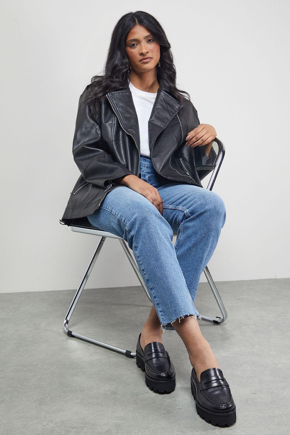 Faith: Beatie Real Leather Penny Chunky Creeper Loafers by FAITH