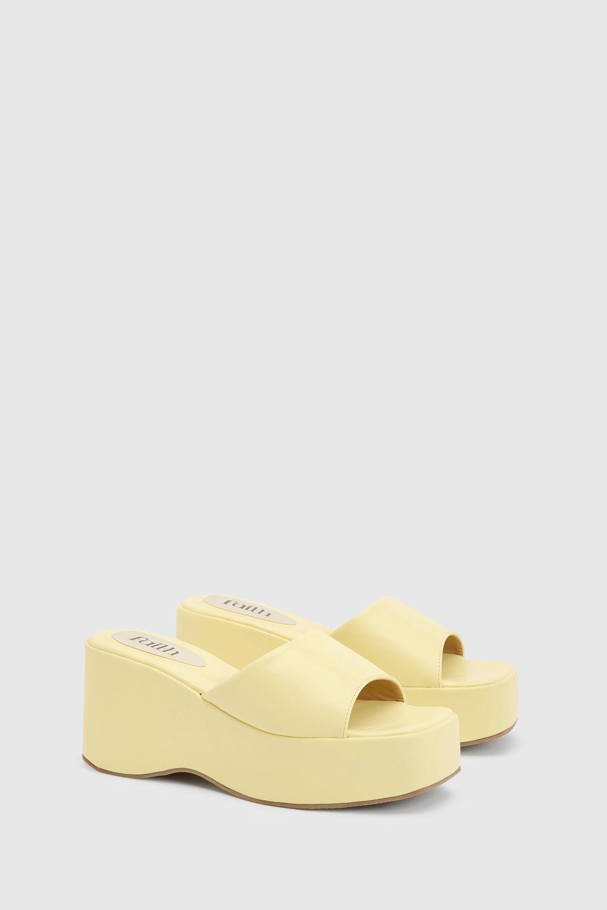 Faith: Bethanie Faux Leather High Wedge Sandals by FAITH