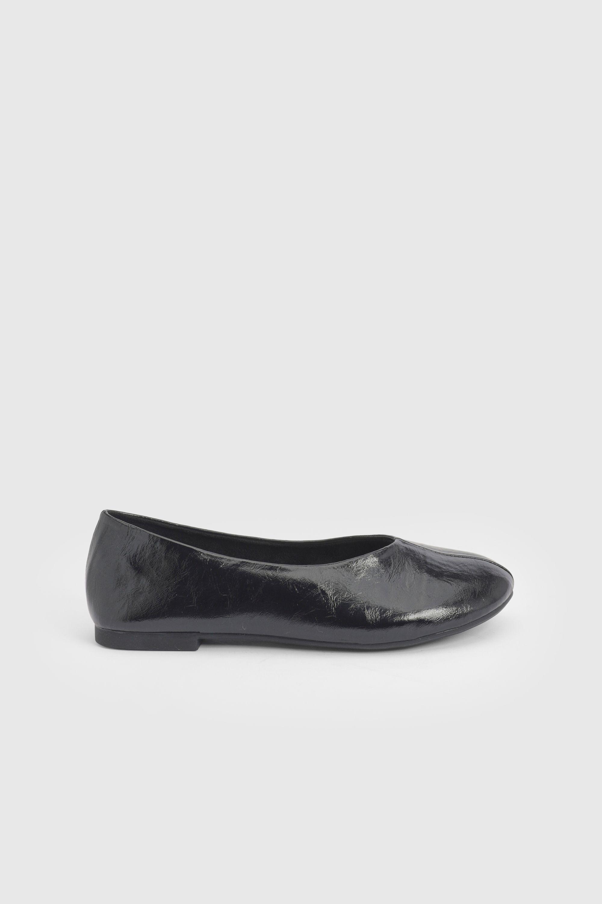 Faith: Bonnie Faux Patent Leather Seam Detail Ballet Pumps by FAITH