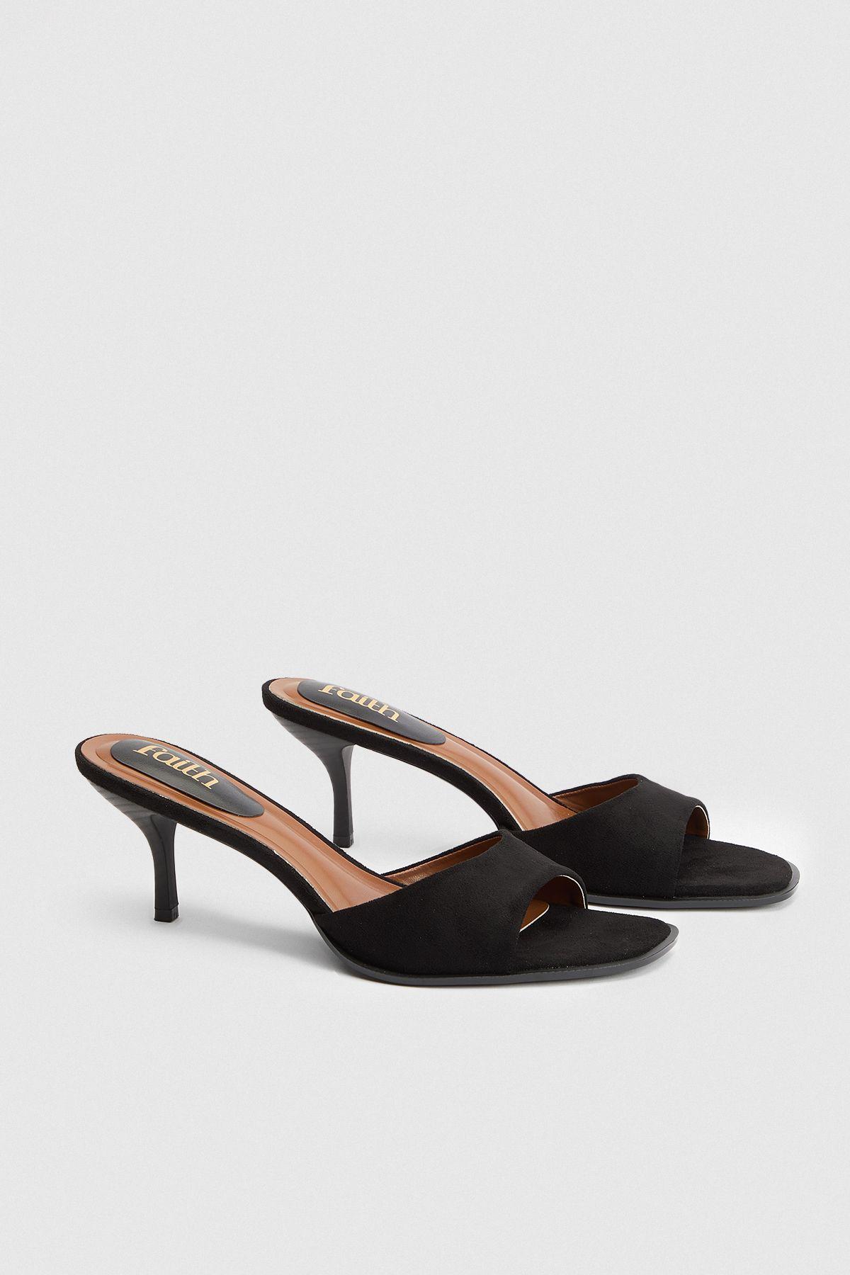 Faith: Clair Faux Suede High Heeled Mules by FAITH