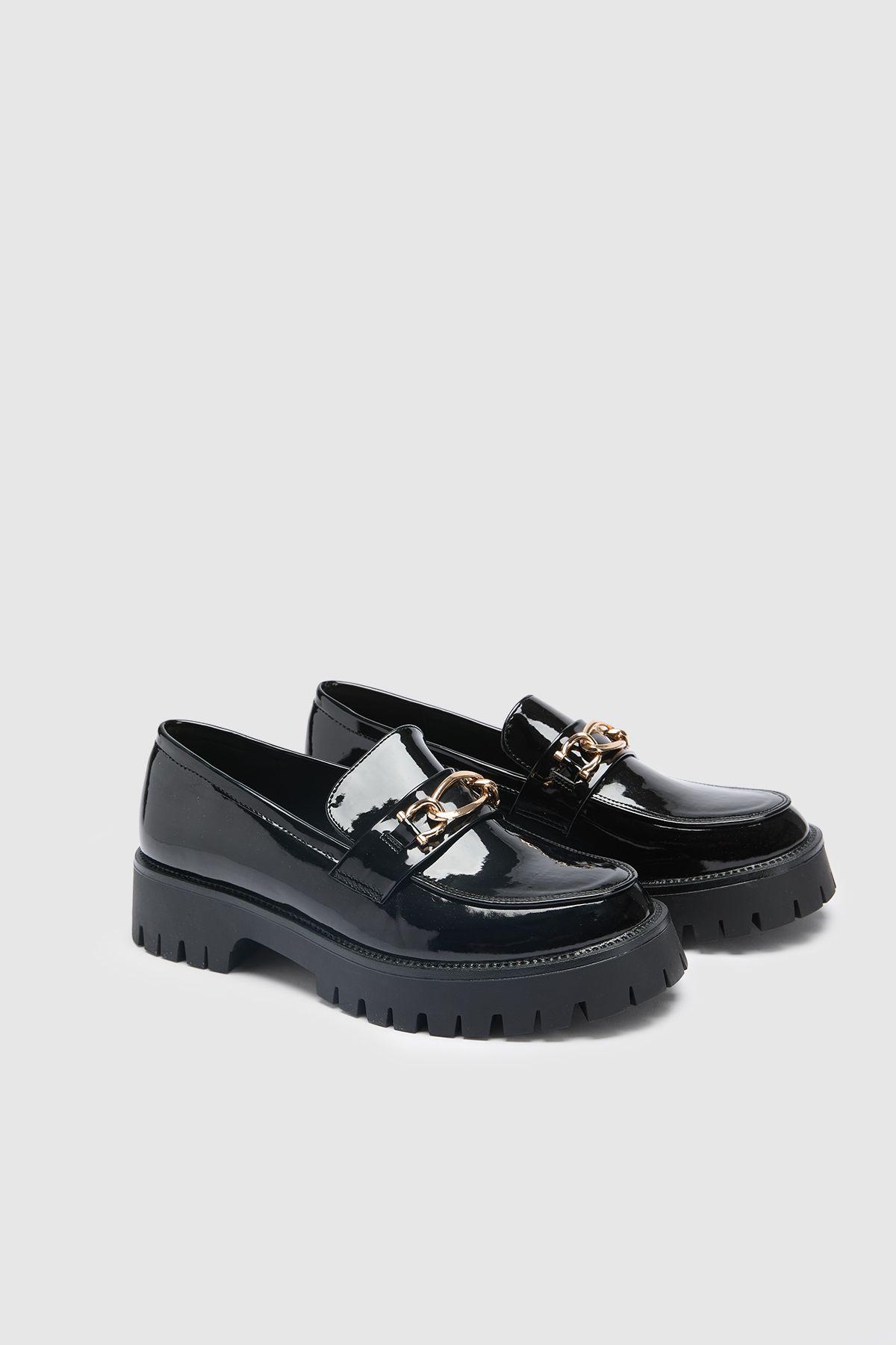 Faith: Jackie Faux Leather Trim Detail Chunky Loafers by FAITH