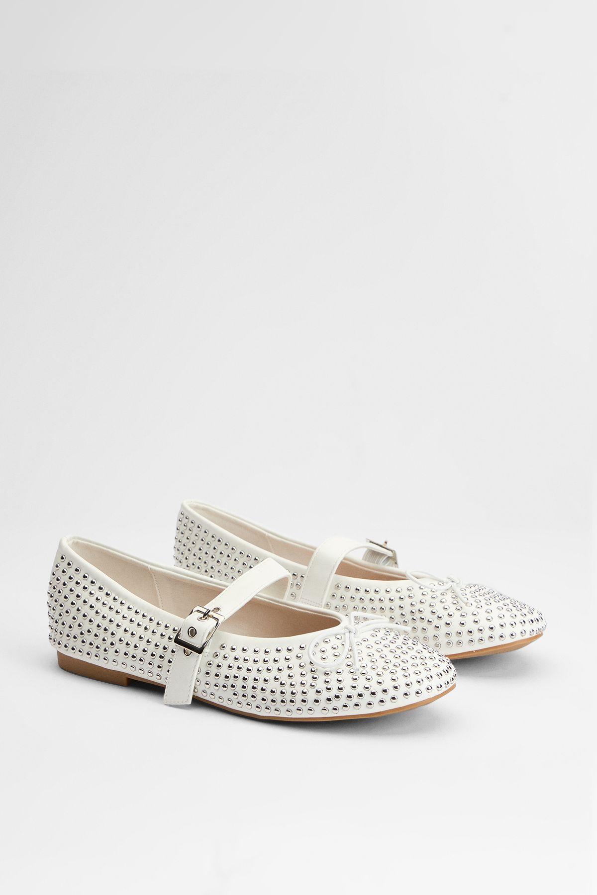 Faith: Livvy Studded Mary Jane Faux Leather Ballerinas by FAITH