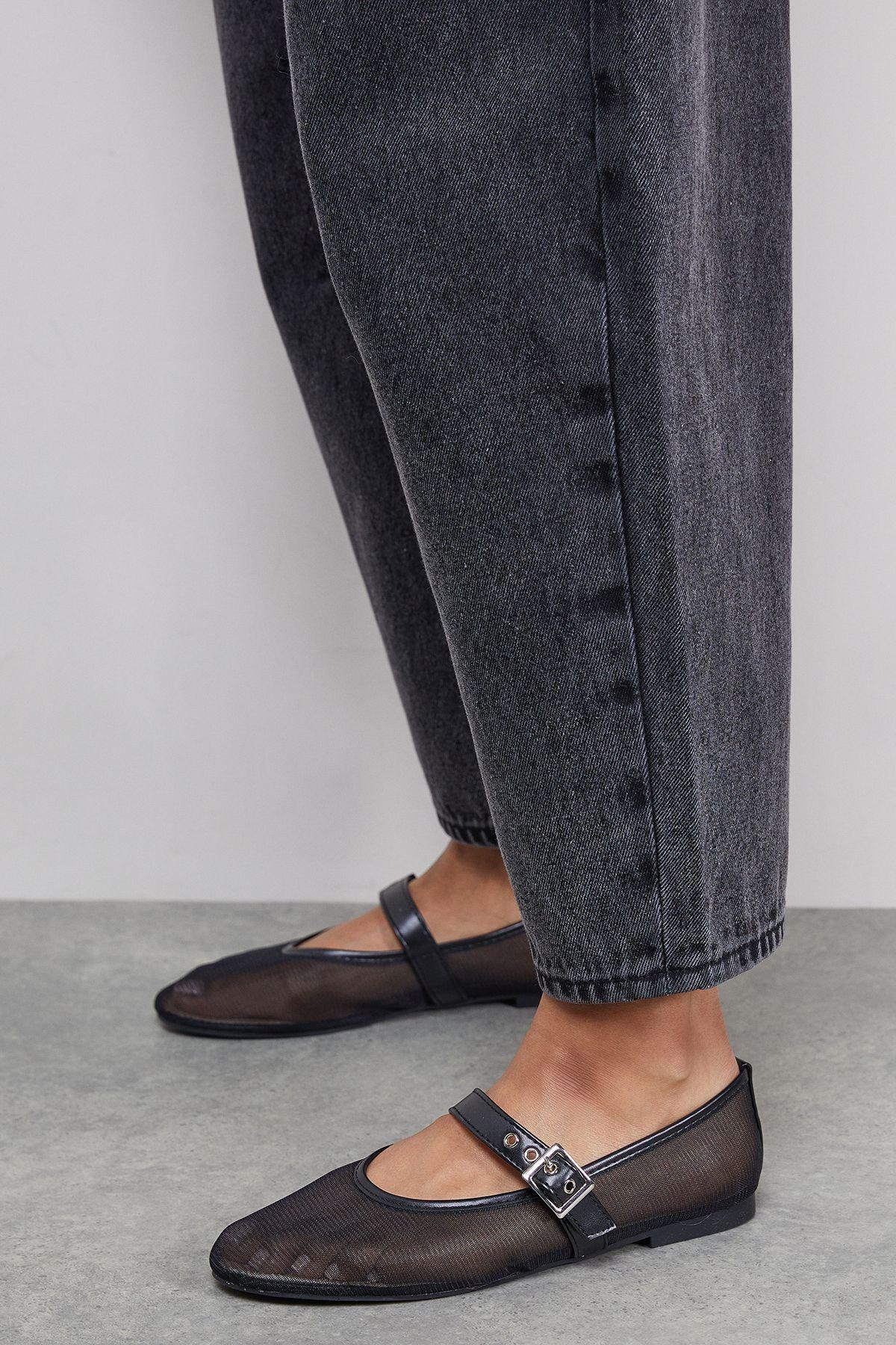 Faith: Luna Mesh Mary Jane Ballerinas by FAITH