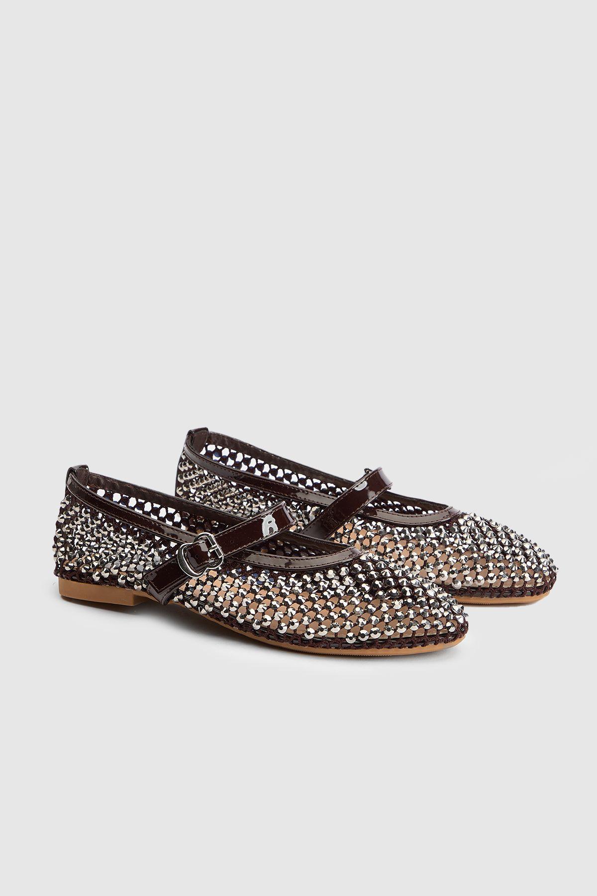 Faith: Maddie Diamante Mary Jane Faux Leather Ballerinas by FAITH