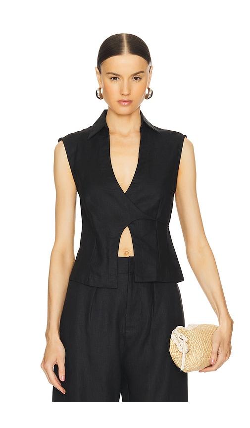 FAITHFULL Antibes Sleeveless Wrap Shirt in Black by FAITHFULL