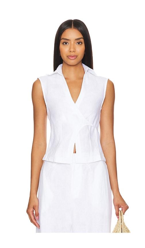 FAITHFULL Antibes Sleeveless Wrap Shirt in White by FAITHFULL