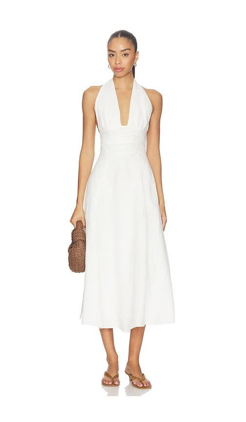 FAITHFULL Bianca Midi Dress in White by FAITHFULL
