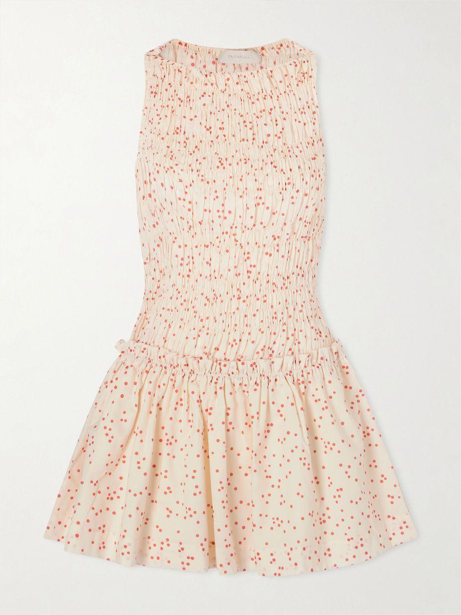 Gala smocked polka-dot cotton-voile mini dress by FAITHFULL