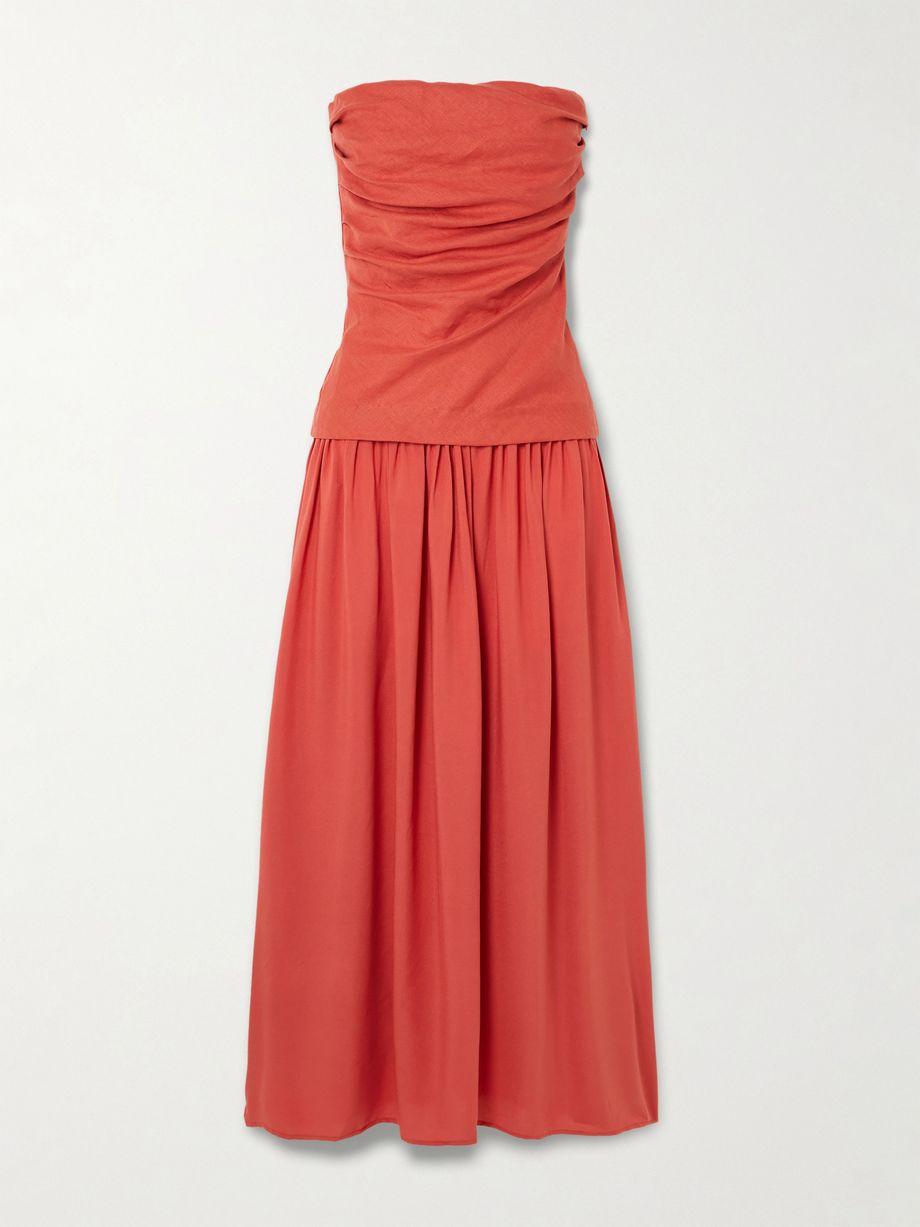 Hedy layered gathered linen and crepe maxi dress by FAITHFULL