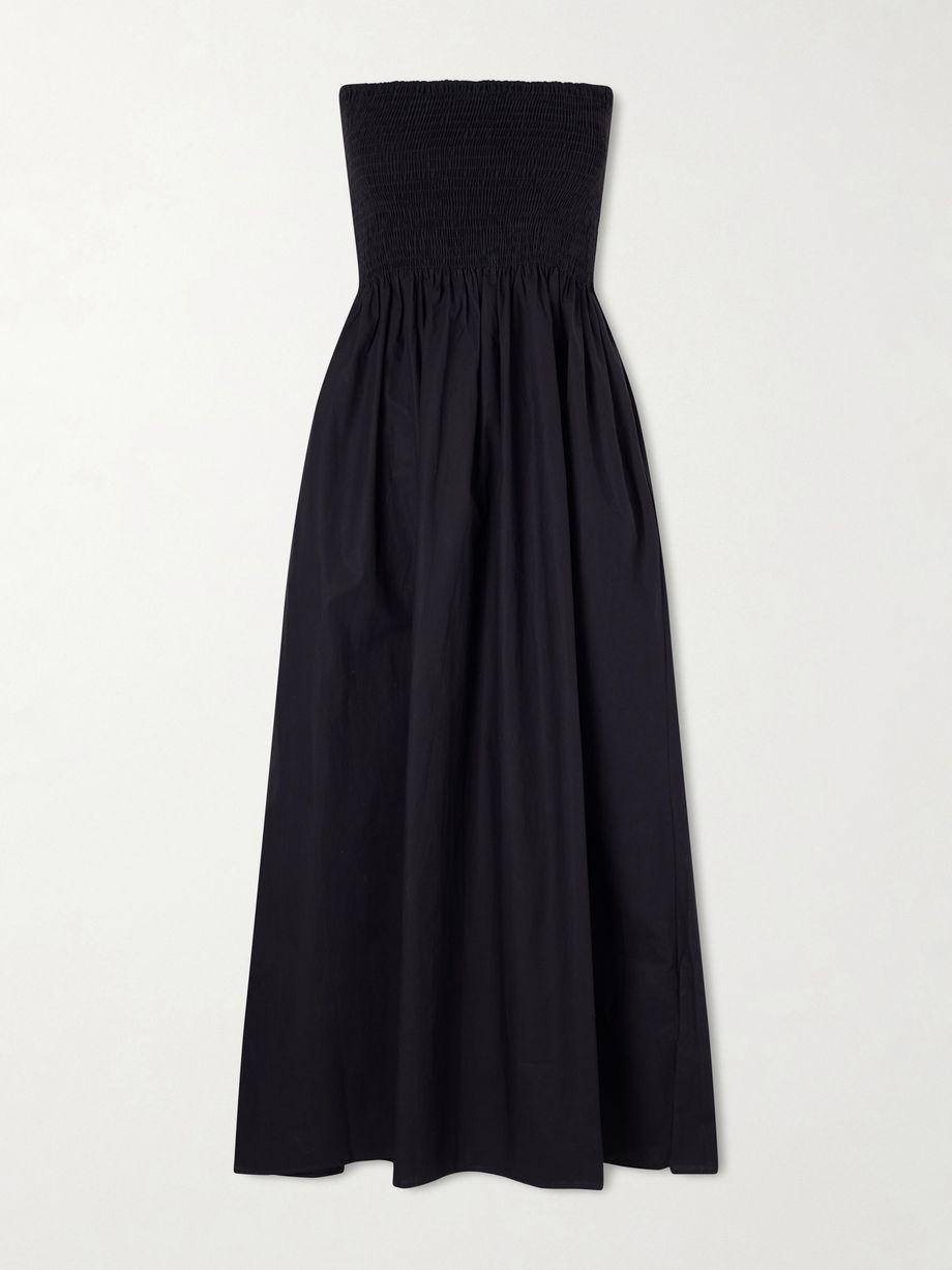 Jamie strapless shirred cotton-poplin midi dress by FAITHFULL