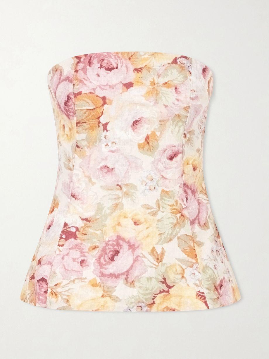Petro strapless floral-print linen top by FAITHFULL