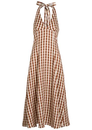 Marais gingham linen midi dress by FAITHFULL THE BRAND