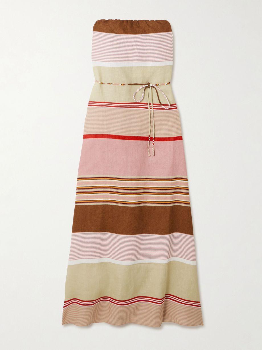 Yolina strapless belted striped linen maxi dress by FAITHFULL