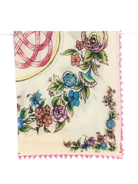 Marcella floral-print fringed-edge scarf by FALIERO SARTI