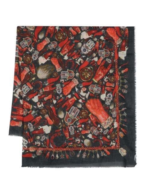 charms-print scarf by FALIERO SARTI
