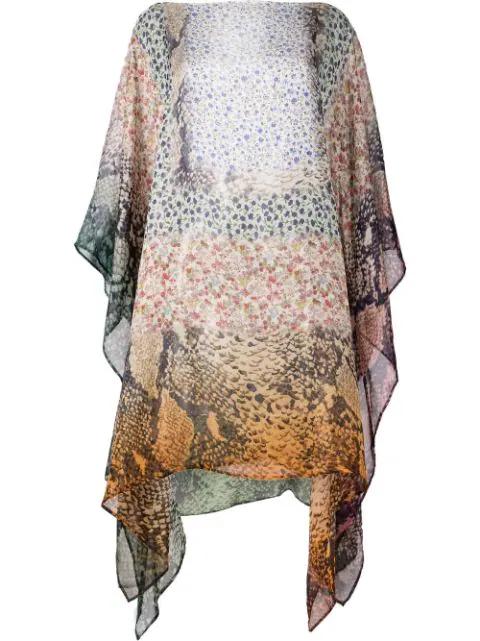draped animal-print silk blouse by FALIERO SARTI