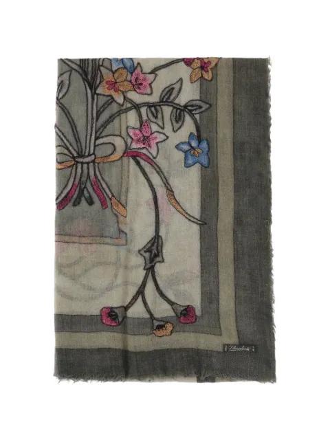 floral-embroidered fringed scarf by FALIERO SARTI