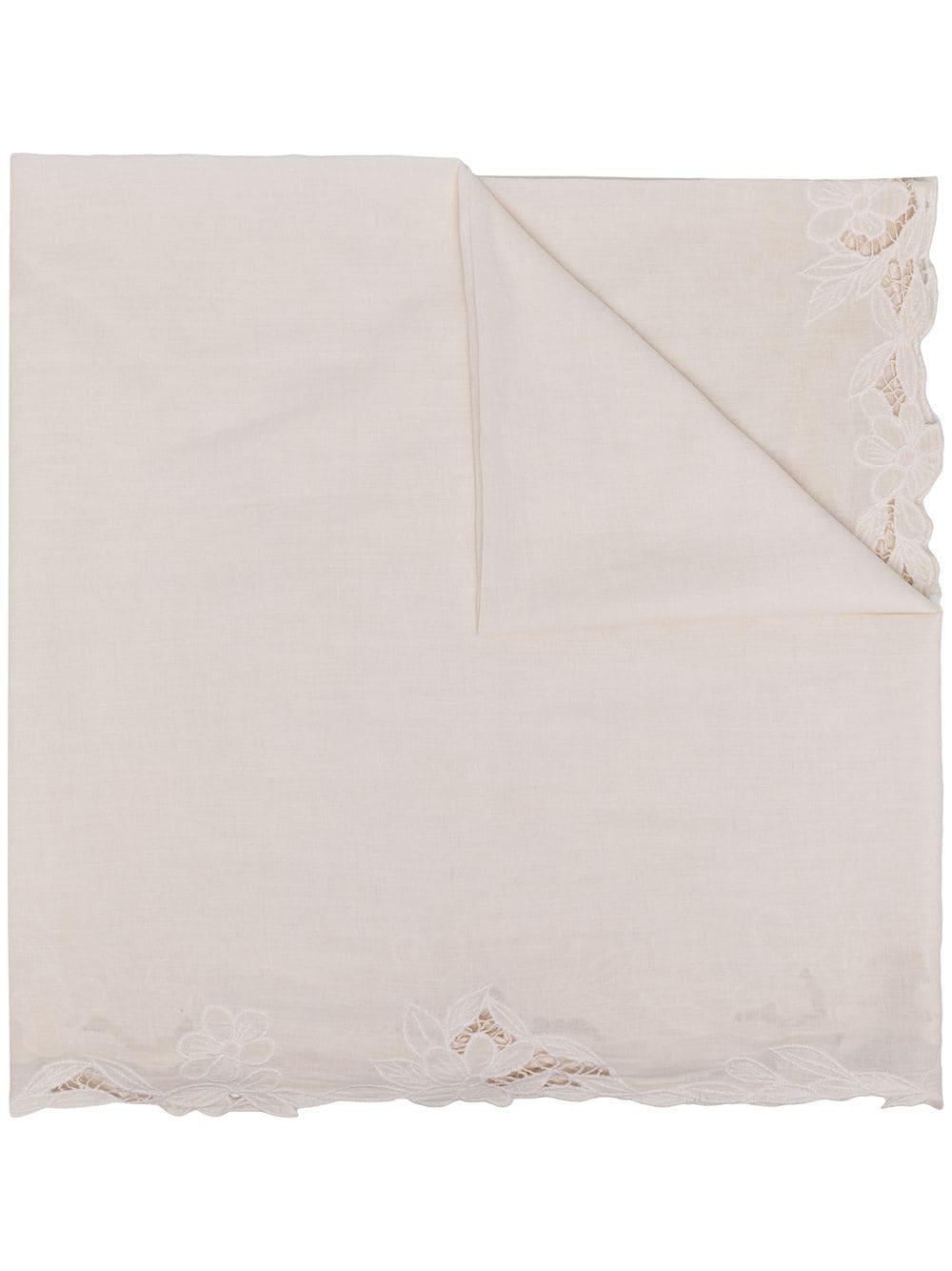 floral lace-trimmed scarf by FALIERO SARTI