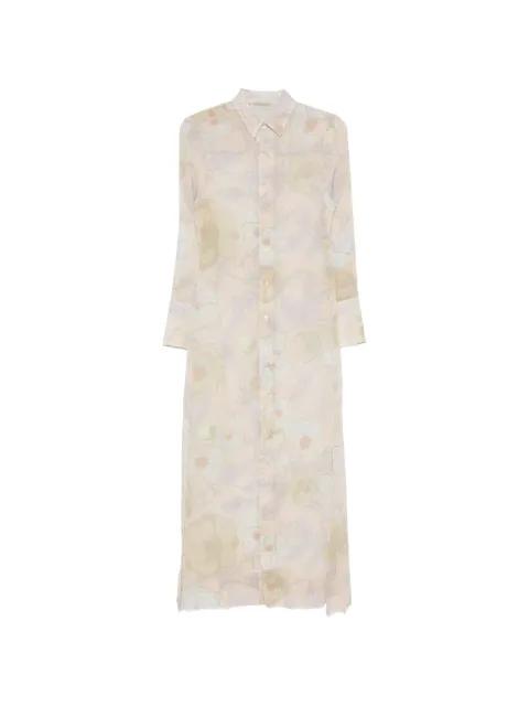 floral-print long-sleeve shirt midi dress by FALIERO SARTI