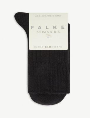 Bedsock ribbed knitted wool-blend socks by FALKE