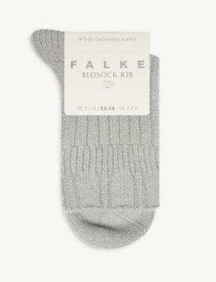 Bedsock ribbed knitted wool-blend socks by FALKE