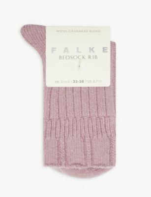 Bedsock ribbed knitted wool-blend socks by FALKE